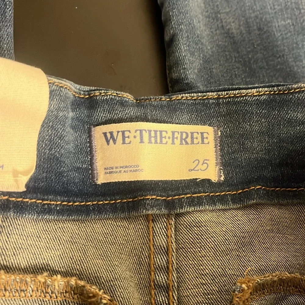 NWT Free People We The Free Bella Moto Skinny Jeans Prophecy Blue Size 25‎
